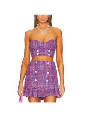 Assignment Chic Pink Berry Tweed Marseille Bustier Top Size S